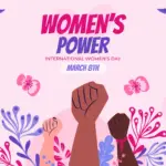 Illustration of raised fists celebrating International Women’s Day, symbolizing women empowerment and Gaia in Love’s commitment to supporting gender equality and breaking societal barriers.